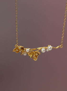 花枝吊坠925银镀18k天然珍珠