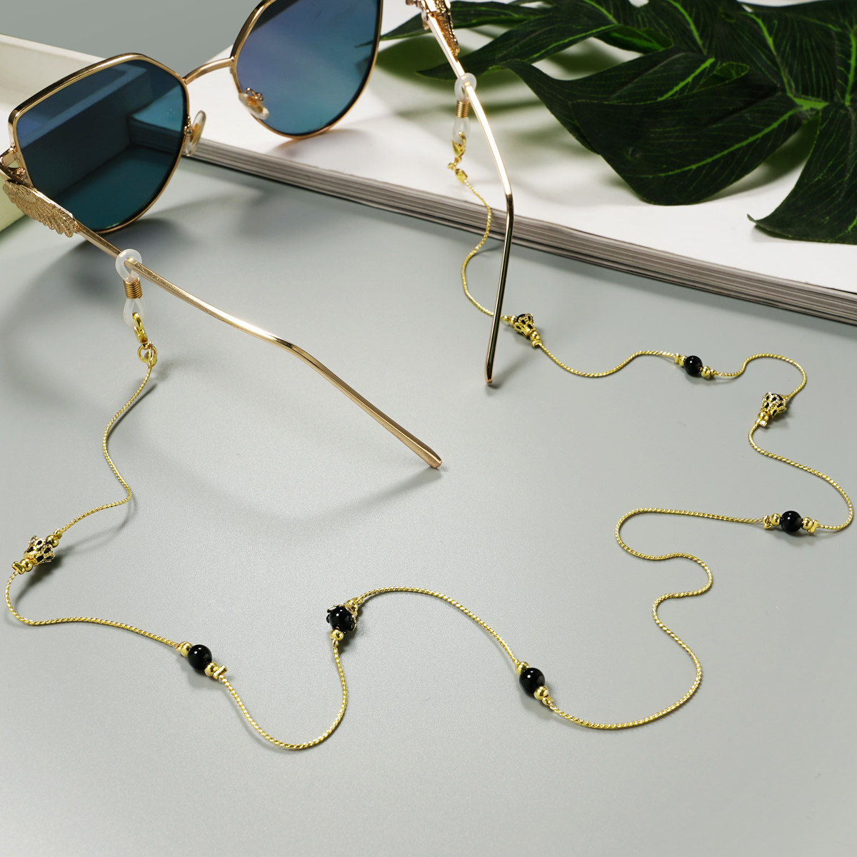 日本眼镜链条挂脖复古洛丽塔太阳眼睛链挂绳时尚墨镜链子金色银色