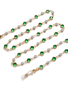 日韩款眼镜链锆石彩钻时尚潮款男女挂脖配饰太阳眼镜墨镜防丢链子