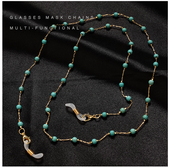 眼镜链挂脖女潮款 墨镜挂链高级感绿松石眼口罩绳耳机挂绳真金保色