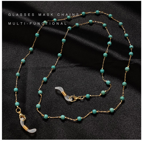 脖女潮款高级绿松石眼镜挂链