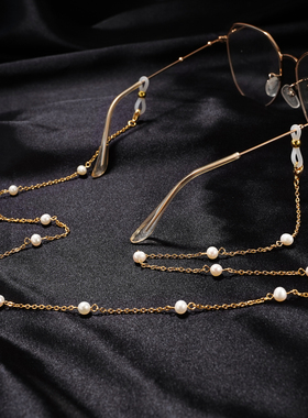 天然珍珠挂脖轻奢复古时尚ins新款潮眼镜绳眼镜链女不褪色