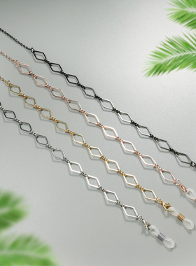 镂空菱形眼镜链复古挂脖金色 动漫风眼镜配饰眼镜框搭配INS风链子