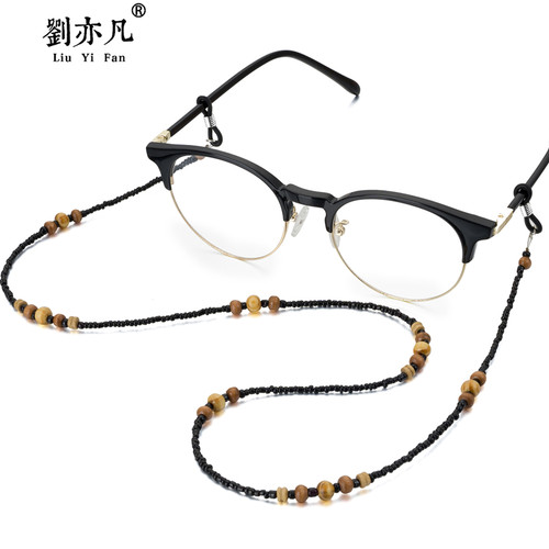 复古木纹串珠防滑挂脖眼镜链