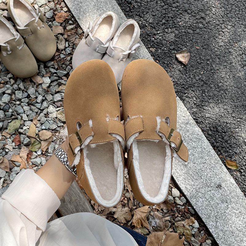 施某某羊皮毛一体勃肯鞋女加绒