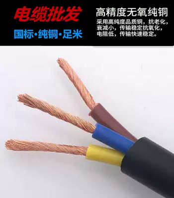 National standard 2-core electric cable 3-core x1 5 2 5 4 6 square pure copper waterproof and antifreeze three-core soft wire and cable