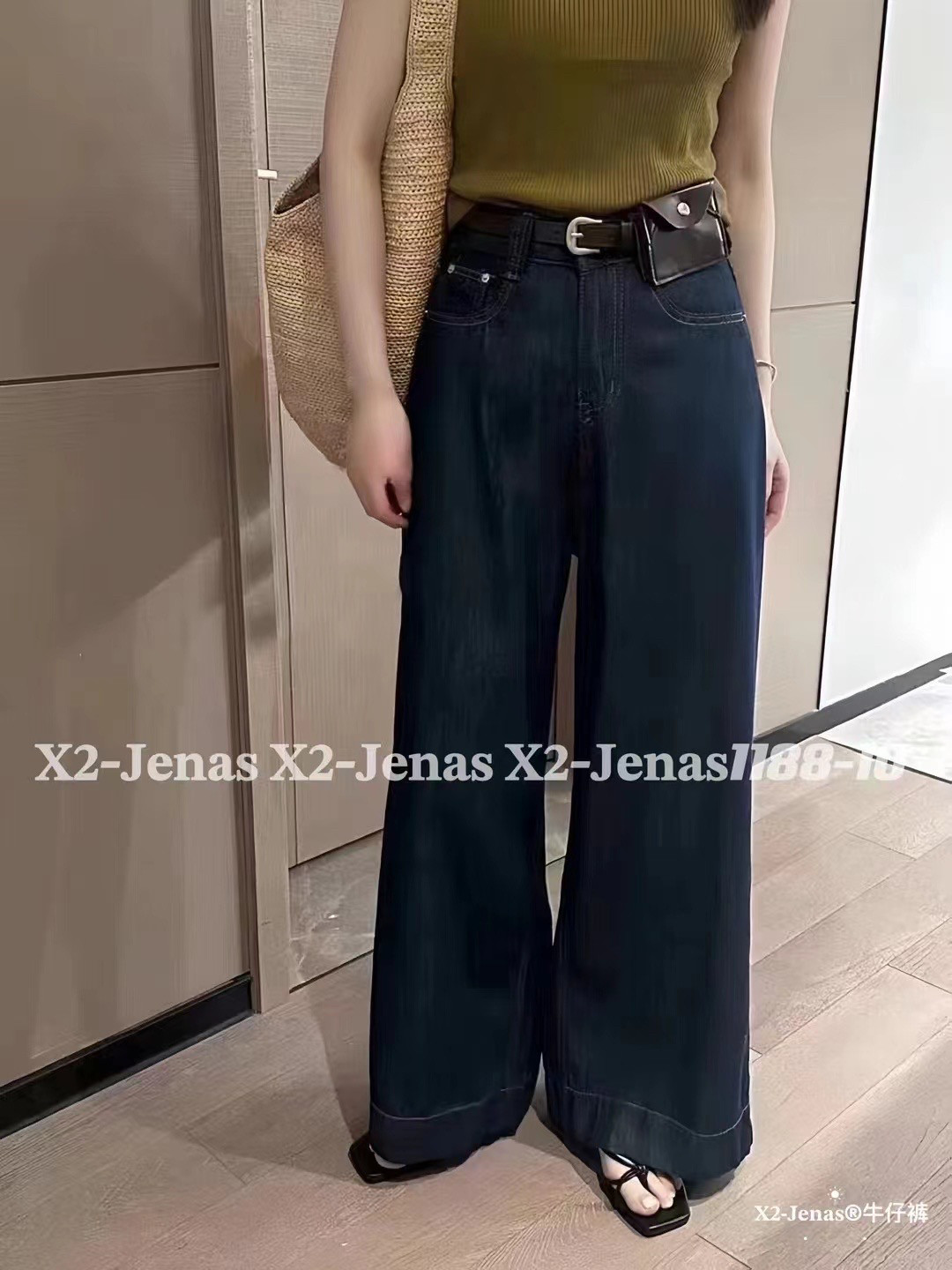 东大门2025年秋季新款深色小个子高腰显瘦百搭直筒阔腿牛仔裤女