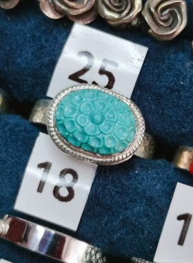 足银绿松石999纯银复古男女