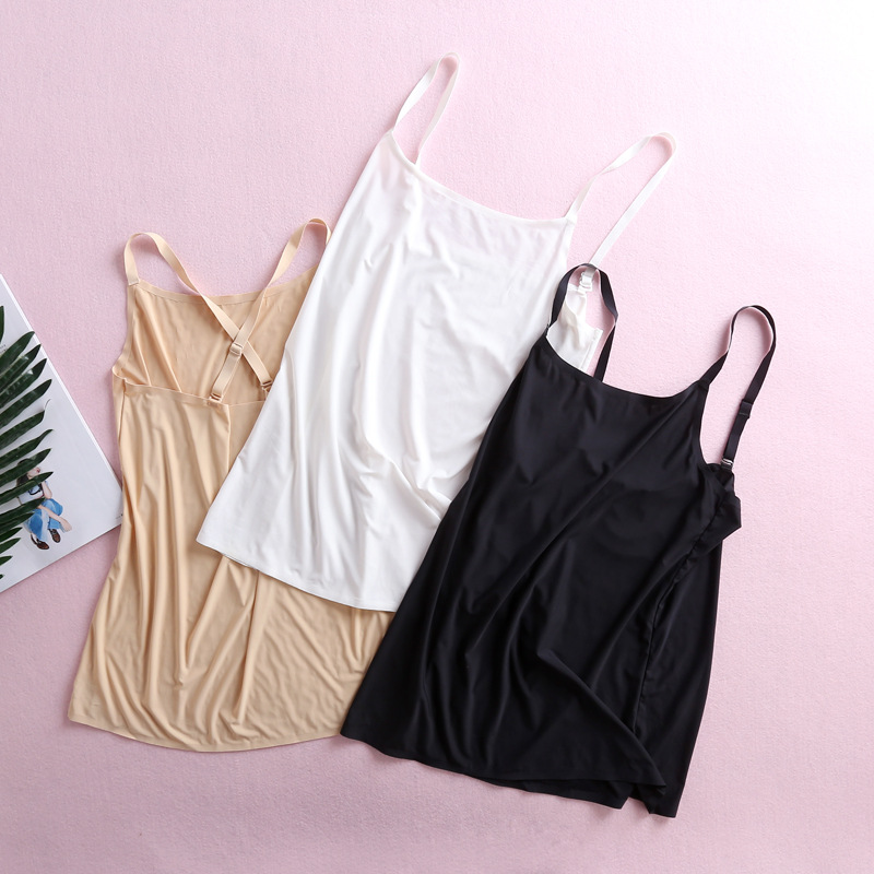 冰丝可调节裹胸无痕大码超薄夏女打底上衣胖m白色吊带抹胸小背心