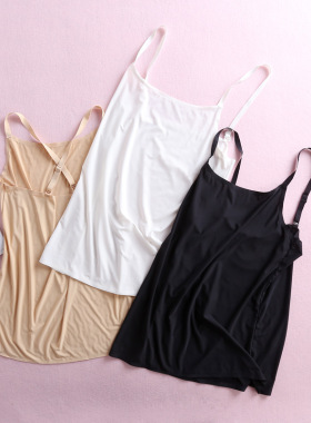 冰丝可调节裹胸无痕大码超薄夏女打底上衣胖m白色吊带抹胸小背心