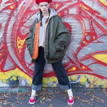 同款欧美嘻哈风ma 1飞行夹克女棉服 棉衣品牌价格 Joliestudio Qr找券