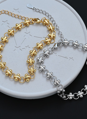 跨境小商品意大利哑铃圆圈手链女ins小众轻奢感新款手饰