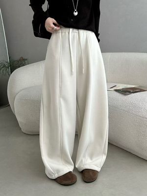 2025秋冬AL简尚1626休闲加绒松紧腰显瘦大码女裤束脚俩穿长裤卫裤