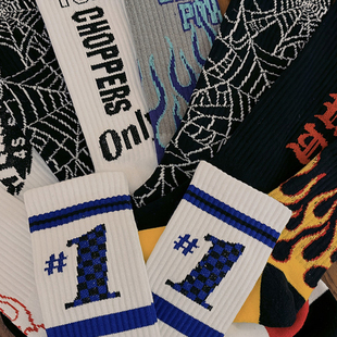 毛巾袜 加厚纯棉复古火焰长筒 街头滑板高帮袜子 2025AW Stagents