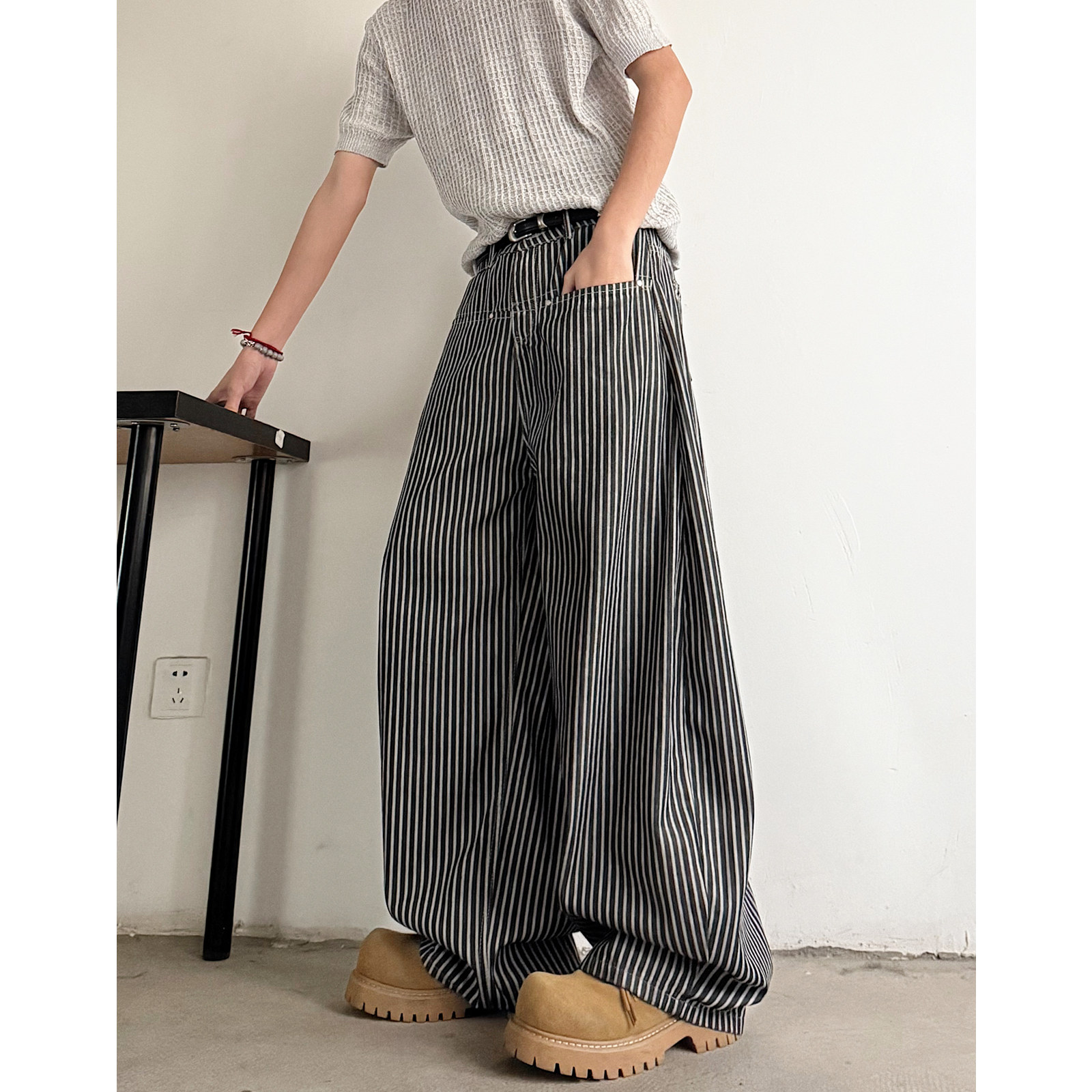 现货男女条纹宽松休闲裤8053P50特，男装休闲裤，星座517-5