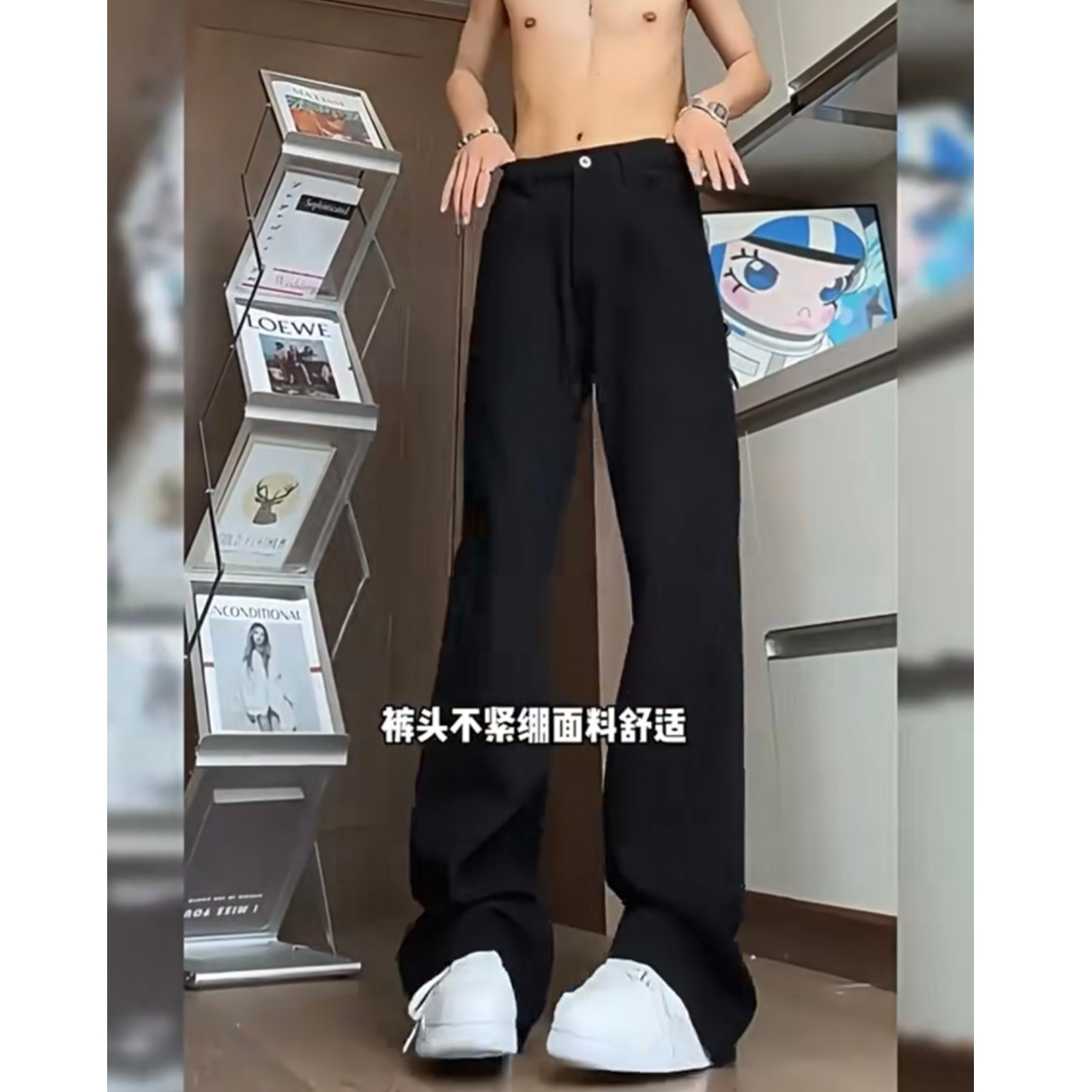现货 男女黑色微辣牛仔裤8550p45图片