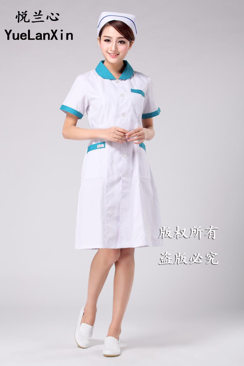 南丁格尔护士服短袖夏装白色医生服卫校实习药店牙科美容工作服