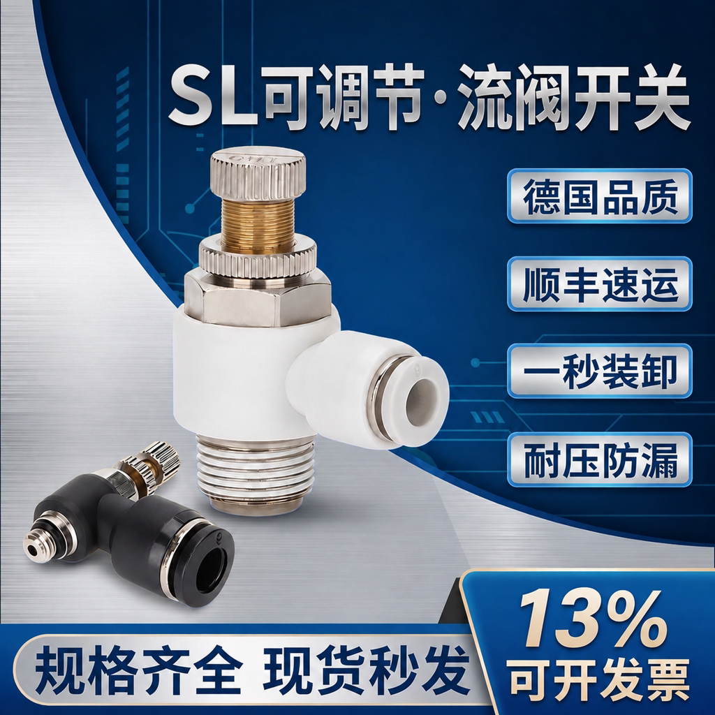 调节阀SL6-M4/M5/M6/M8 JSC节流阀快插气管接头PSL4-M3 B型可关死