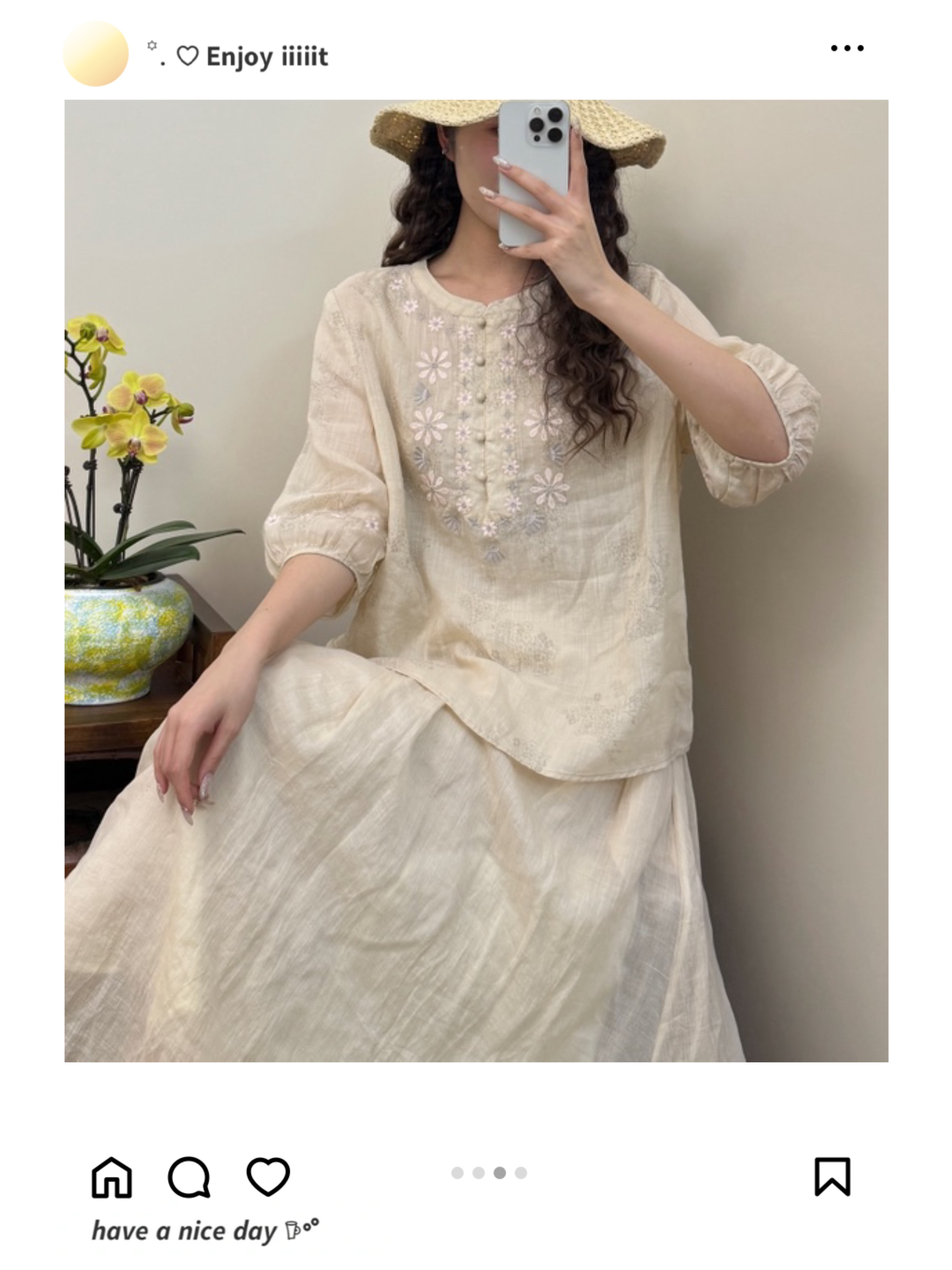 高品质100苎麻2026夏新款设计感衬衫女气质中袖宽松刺绣轻盈上衣