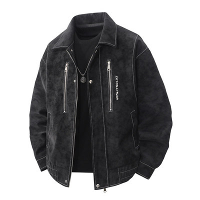 PU皮衣外套男款夹克衣服2025新款秋冬装潮流复古美式拉链
