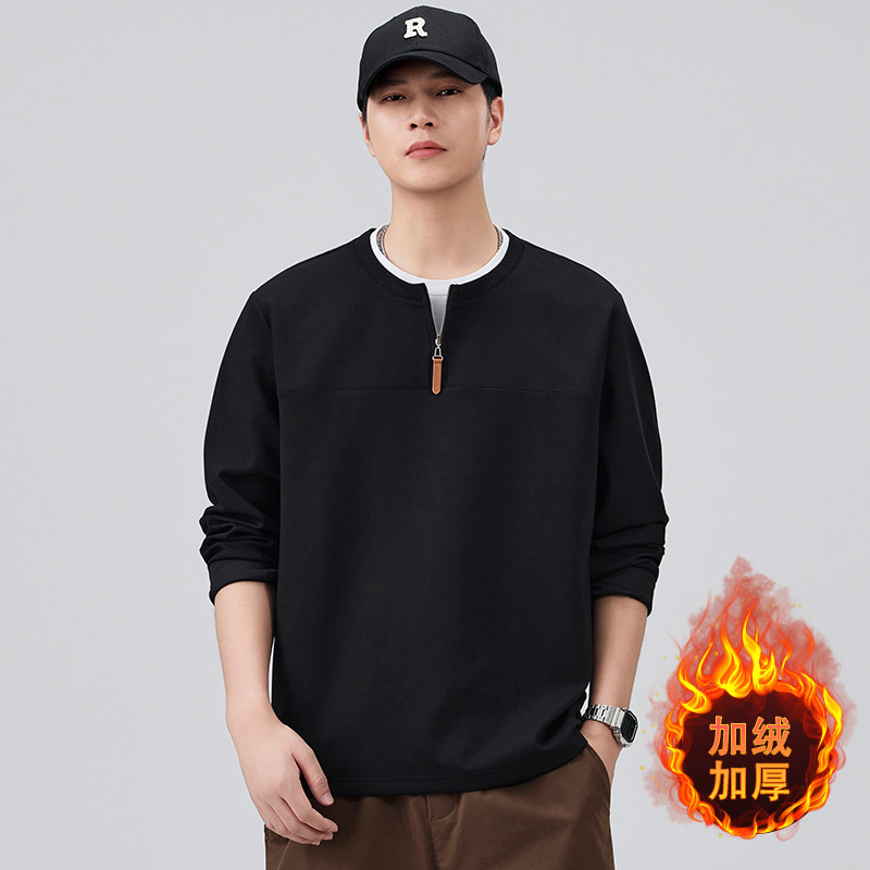 假两件衣服男款长袖无帽卫衣2025新款加厚秋冬加绒外穿内搭上衣