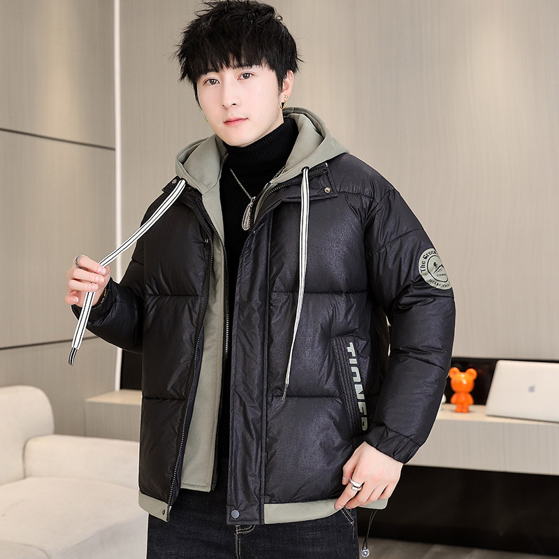 假两件棉服男款冬季外套025新款棉袄连帽带帽子棉衣潮流休闲冬装