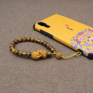 手机挂绳可爱檀木四不小佛手机链