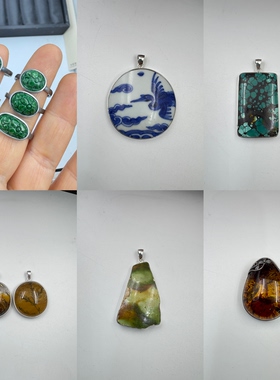 加工定制999足银纯手工包边镶嵌不规则琥珀蜜蜡吊坠来图来料加工