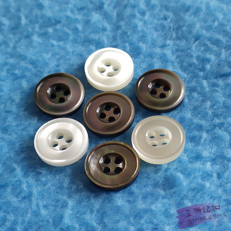 衬衫贝壳纽扣四眼夏季白色上衣扣衬衣diy时尚钮扣黑色天然贝母扣