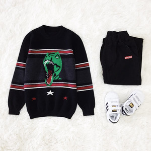 Hillel kids 儿童羊绒衫 潮童系列恐龙图案高档针织毛衣