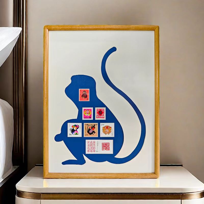 猴年生肖相框实木榫卯结构仪式感小礼物精美摆件送朋友生日礼物