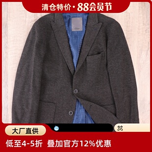 38R弹力针织柔软西装外套春秋修身免烫青年便服单西灰色男士2024