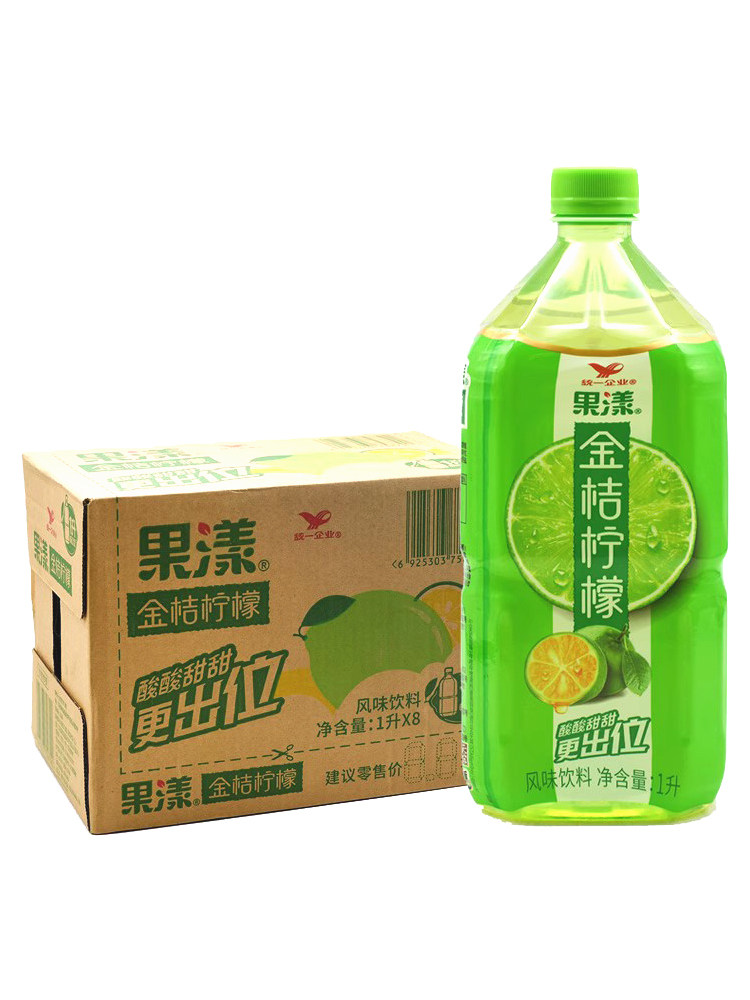统一金桔柠檬1l*8瓶装整箱果汁风味饮料家用果味饮品北京包邮