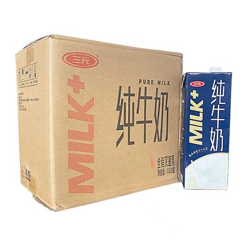 三元纯牛奶全脂牛奶1.5L*8盒