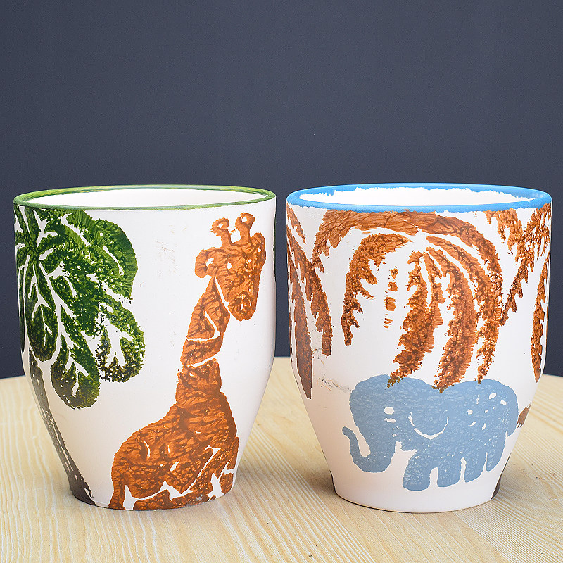 白陶高盆老桩多肉花盆工厂清仓处理批发特价包邮高花盆小象长颈鹿