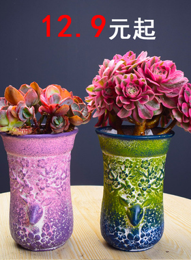 清仓处理高老桩花盆带底孔纯白陶吸水透气盆适用于高桩多肉假花