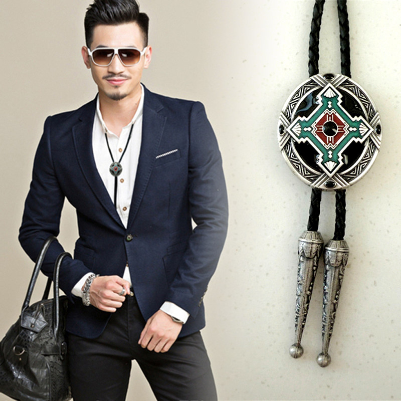 西服休闲潮链长款领绳西南十字韩版波洛项链男百搭短袖配饰新品款