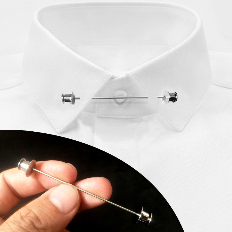 男士一字法式衬衫链条流苏领针