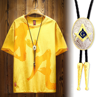 欧美bolo tie共济会长款波洛项链男百搭短袖配饰原创设计嘻哈吊坠