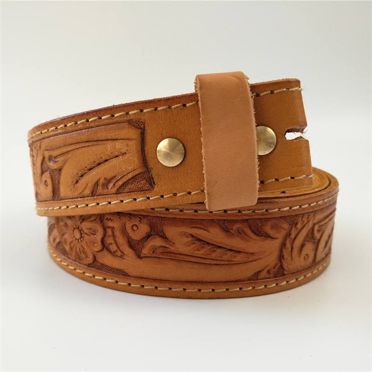 二层牛皮男皮带植鞣革diy复古个性休闲手工雕花唐草腰带身圣诞节