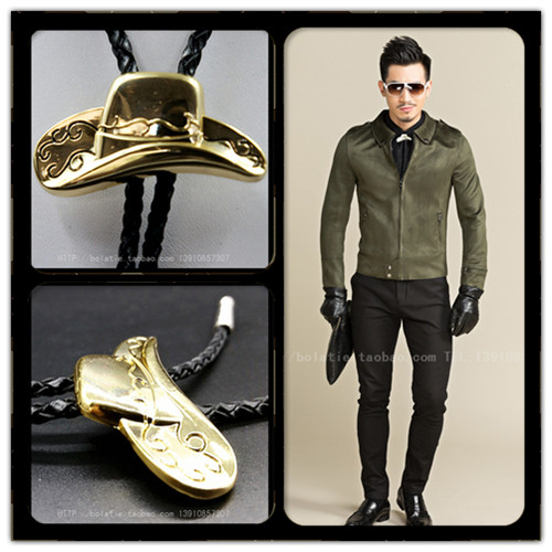 美国西部窄版金属领结bolo tie仿皮绳外贸波洛领带男韩版休闲包邮