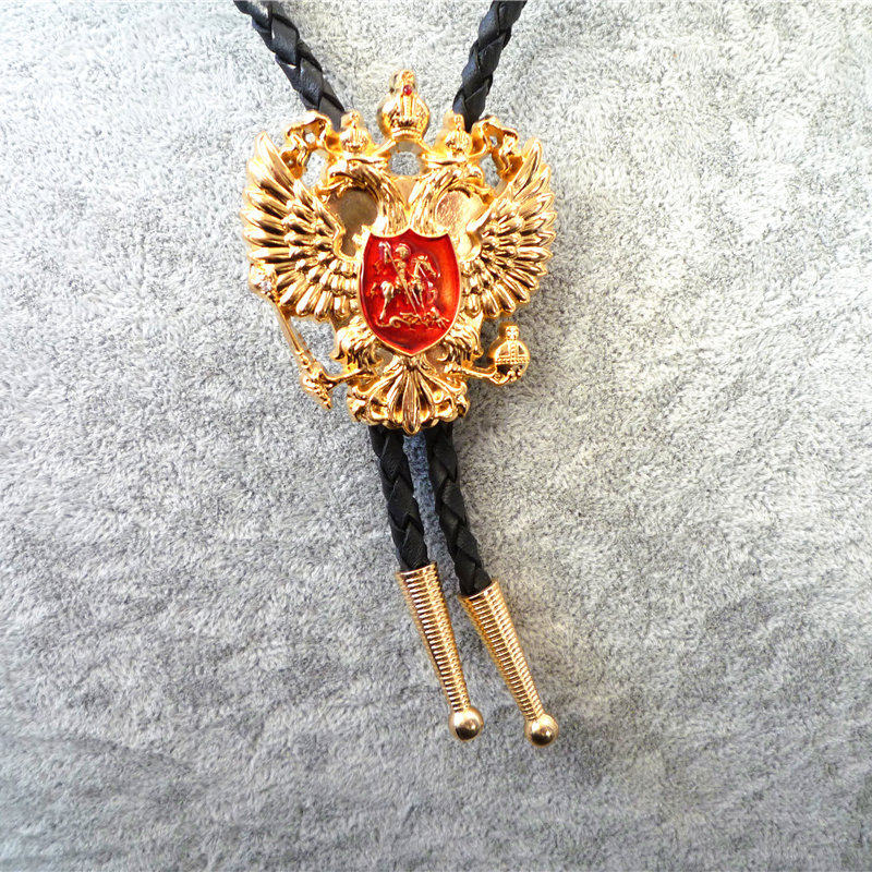 镀金波洛项链男女西服工作服装配饰品休闲牛仔衣服真牛皮领绳2