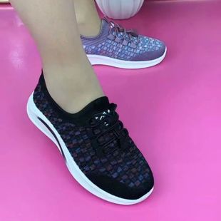 轻便休闲防滑软底健步鞋 舒适老人鞋 中老年运动鞋 女春夏季 妈妈鞋