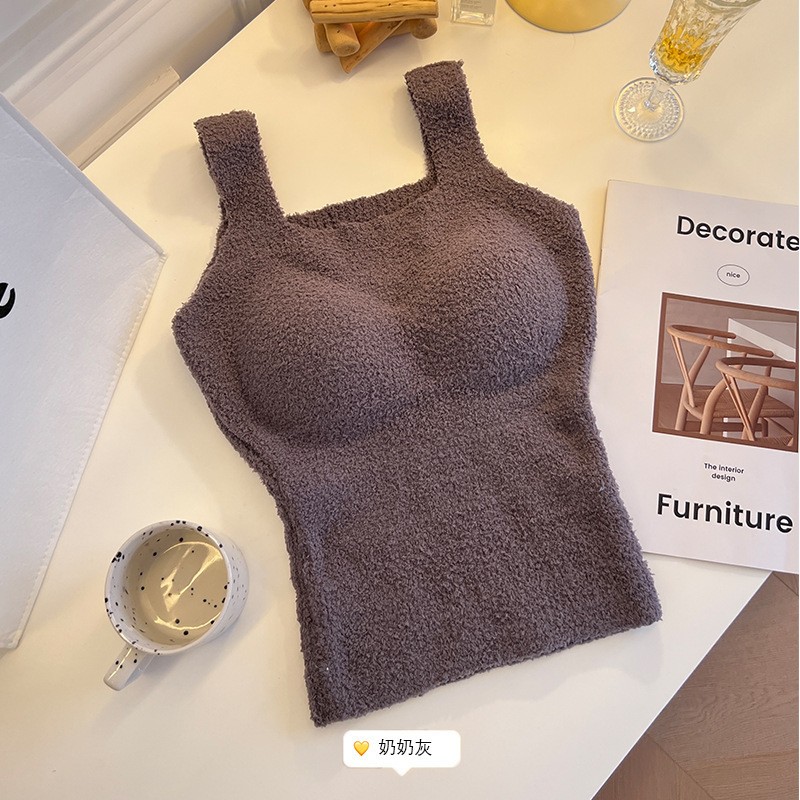 保暖背心胸罩一体式内衣女2025新款冬季加绒内搭打底衫带胸垫文胸