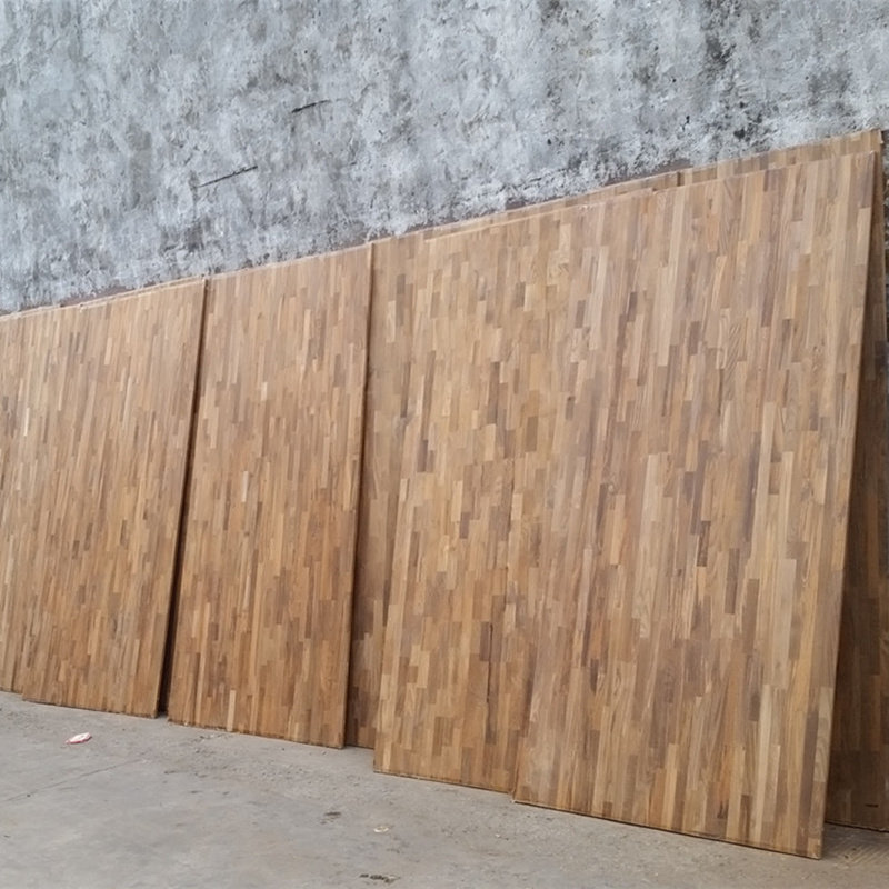 缅甸柚木拼接纯实木指接背景墙板厨房工作台原木色台面集成衣柜板