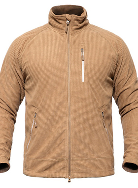 格子绒户外登山徒步内搭L3抓绒 泥色Khaki色卡其色保暖衣抓绒内胆