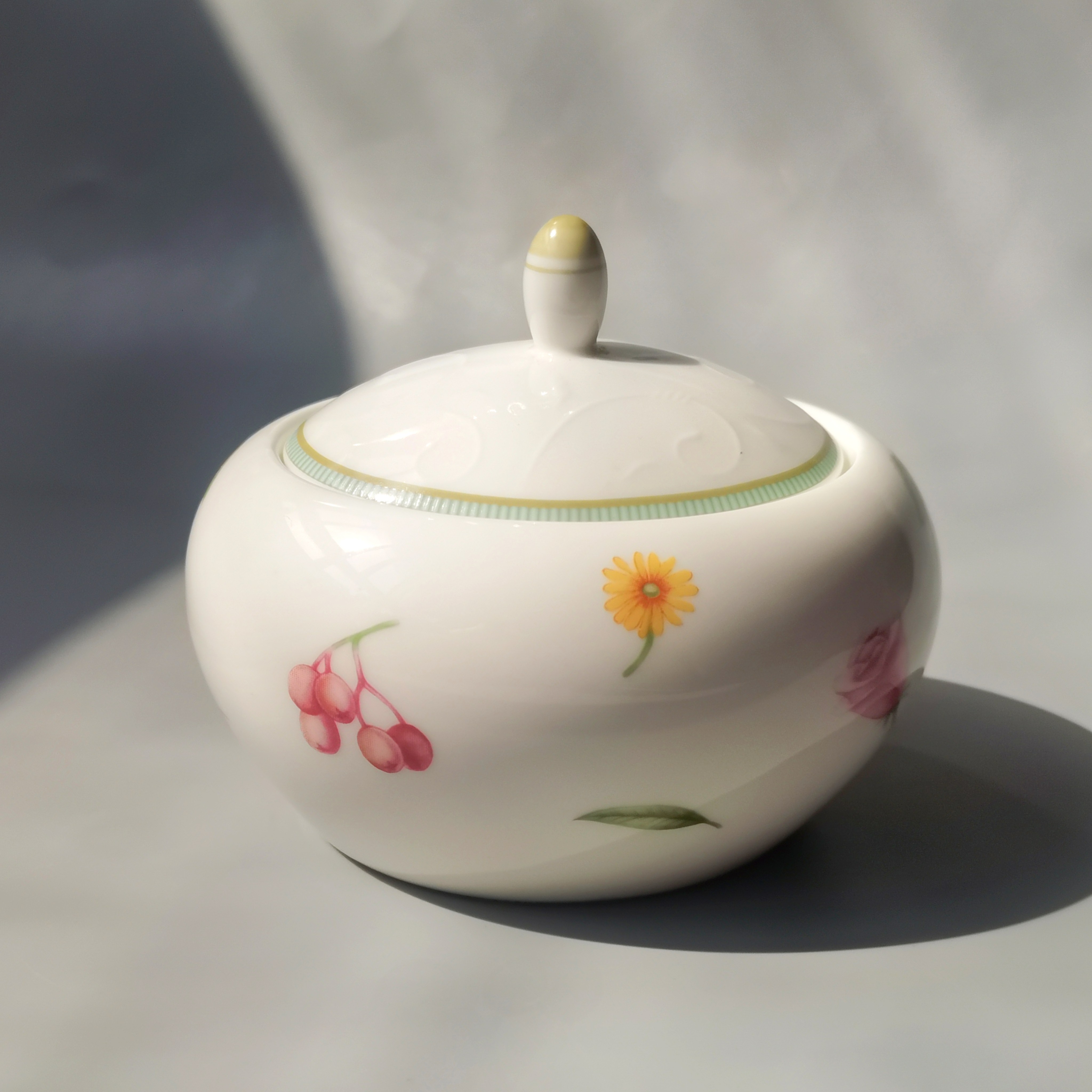 日本则武咖啡器具陶瓷糖罐复古花朵茶叶罐Noritake茶具收纳摆件
