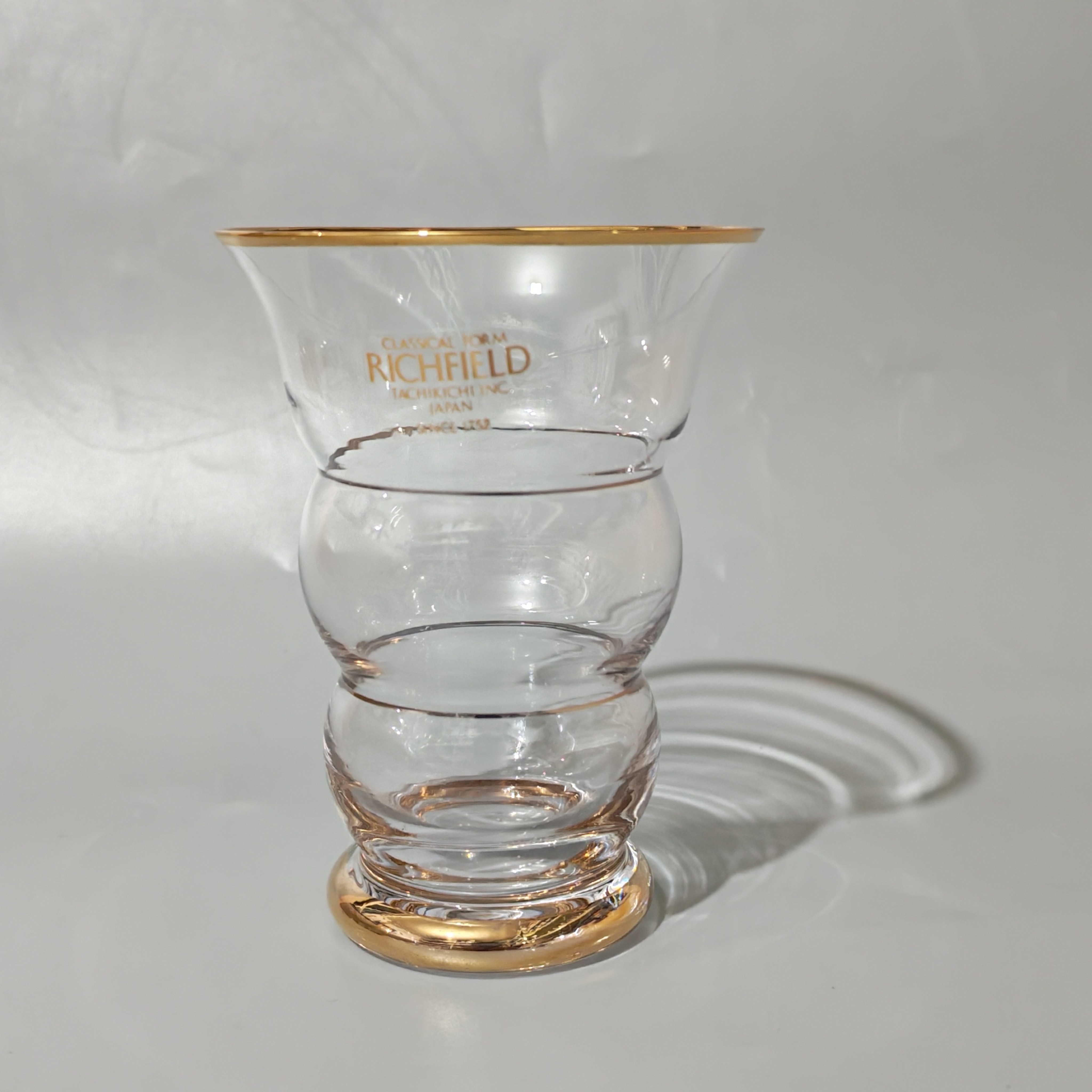 日本中古玻璃杯橘吉RICHFIELD高足个性酒杯果汁牛奶杯昭和描金杯