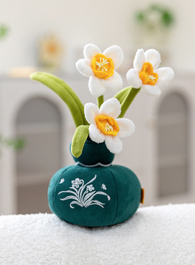 ins风盆栽办公室家居摆件可爱毛绒玩具仿真花朵桌面玫瑰花鸢尾花