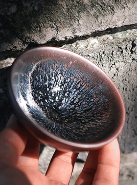 正宗建阳建盏龙窑柴烧手工天目茶盏主人杯原矿铁胎鹧鸪斑兔毫茶杯